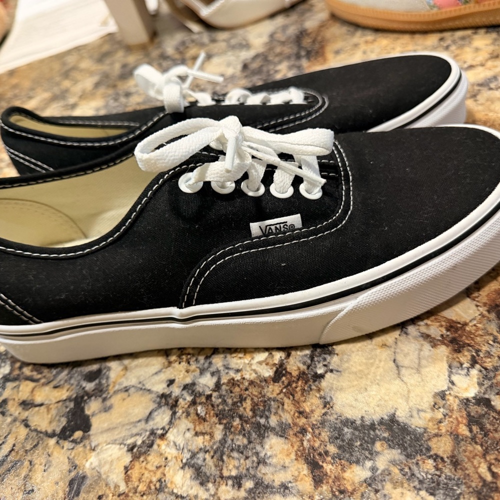 Vans Black & White Low-Top Canvas Sneakers - Picture 2 of 4